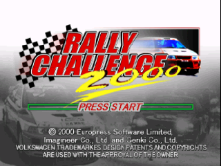 Rally Challenge 2000 title screen for Nintendo 64